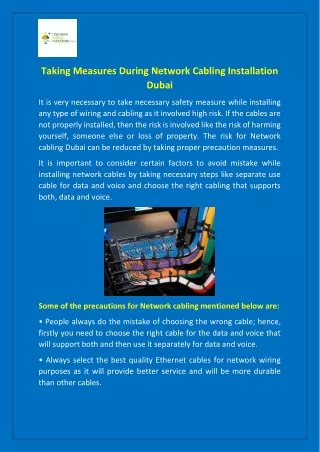 taking measures during network cabling