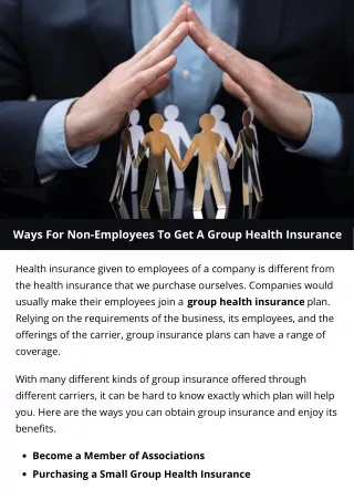 ways for non employees to get a group health