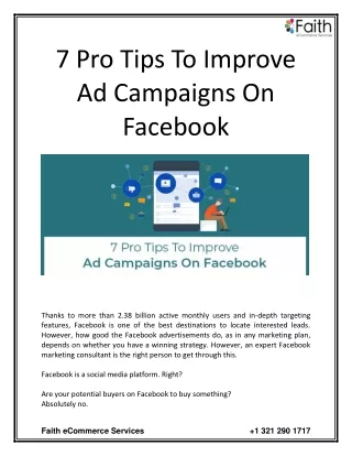 7 pro tips to improve ad campaigns on facebook