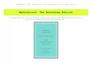 [DOWNLOAD^^][PDF] Meditations The Annotated Edition (Epub Kindle)