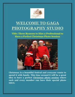 Three Reasons to Hire a Professional to Have a Perfect Christmas Photo Session