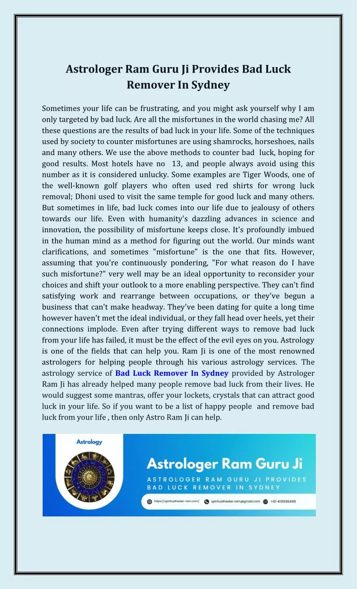 astrologer ram guru ji provides bad luck remover