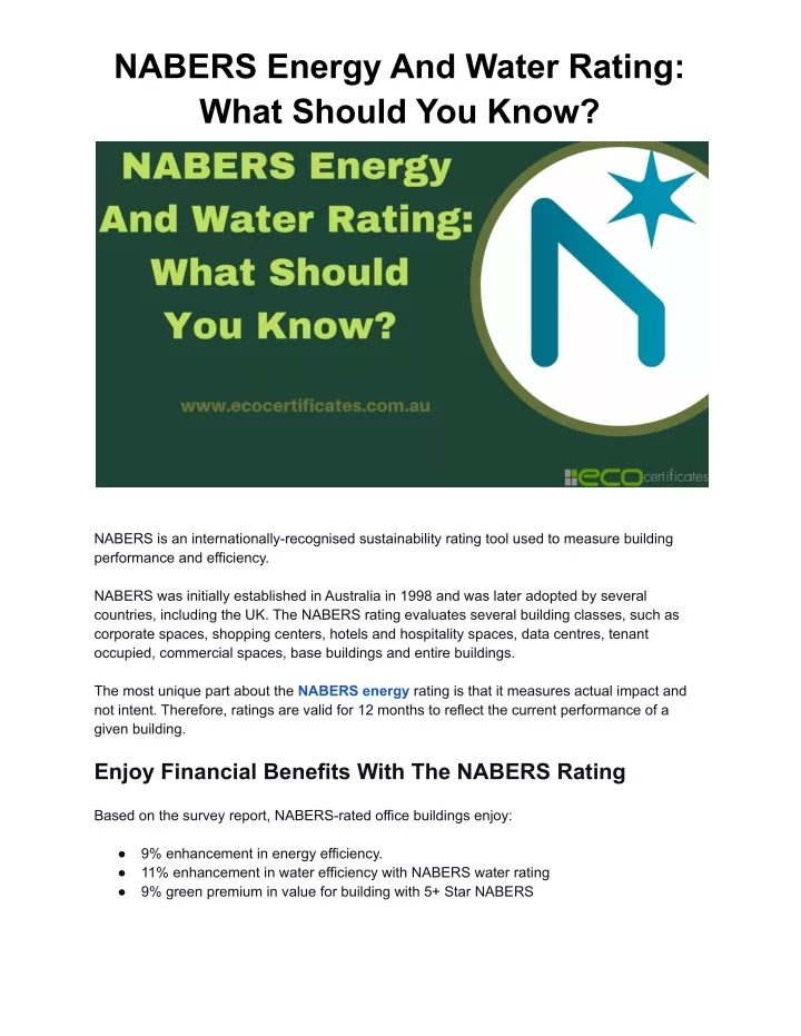 nabers energy and water rating what should