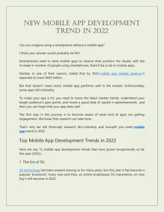 new mobile app development trend in 2022