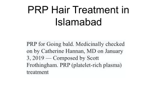 PRP Hair Treatment in Islamabad
