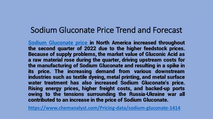 sodium gluconate price trend and forecast