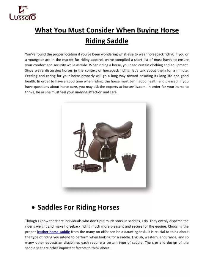 what you must consider when buying horse riding