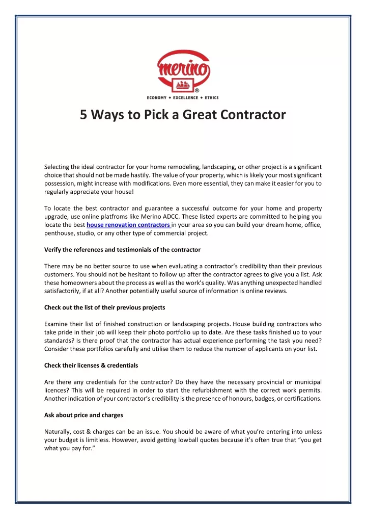 5 ways to pick a great contractor
