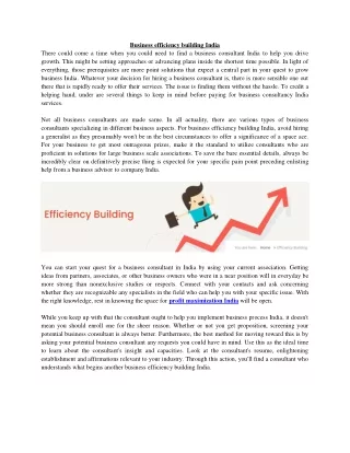 business efficiency building india