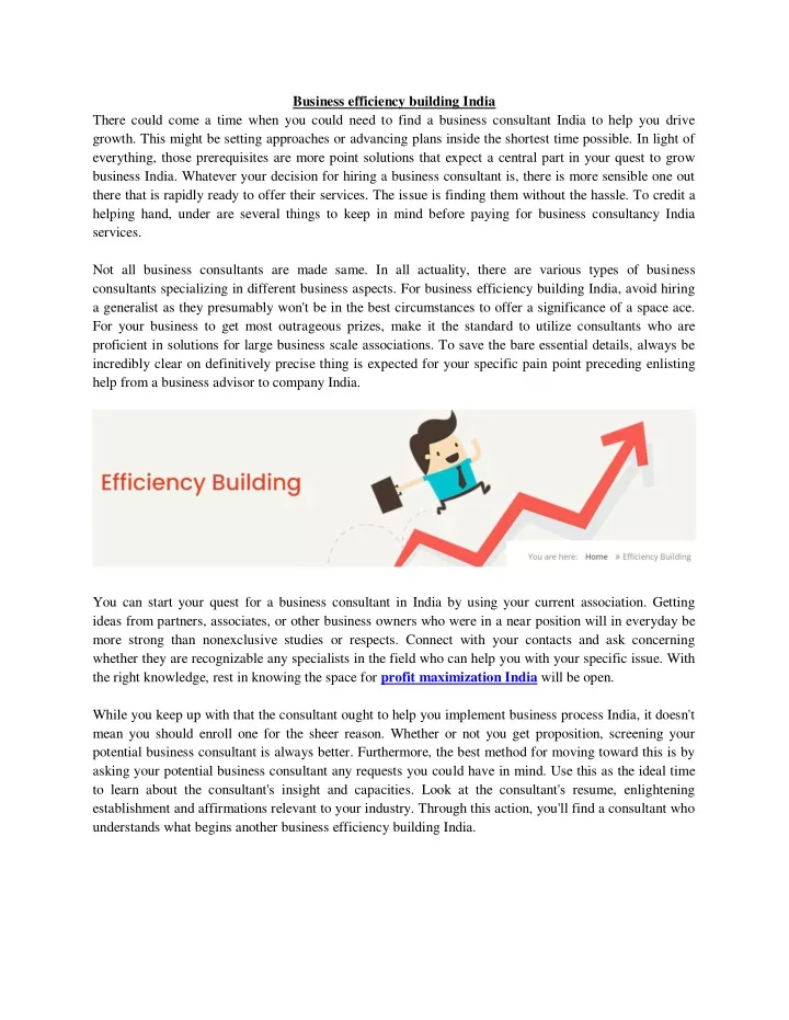 business efficiency building india