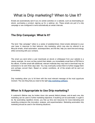 what is drip marketing when to use it