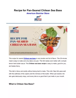 Recipe for Pan-Seared Chilean Sea Bass
