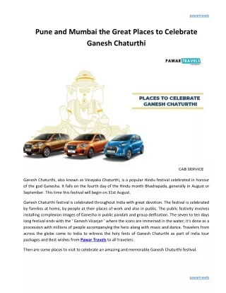 Pune and Mumbai the Great Places to Celebrate Ganesh Chaturthi