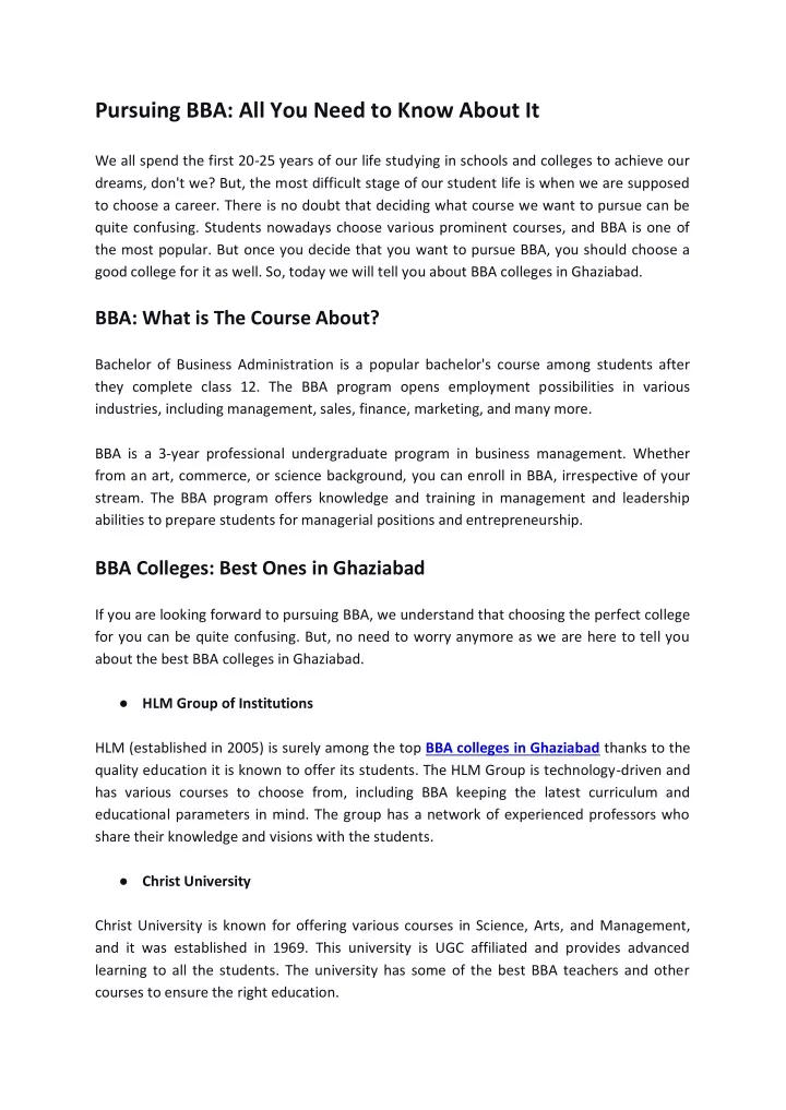 pursuing bba all you need to know about it