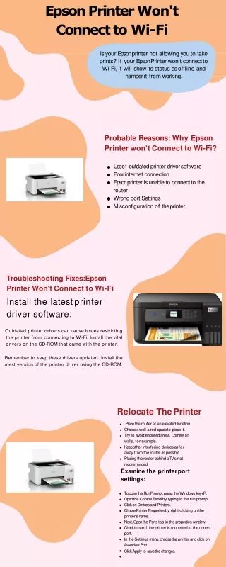 Epson Printer Won't Connect to Wi-Fi