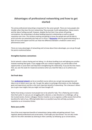 Advantages of professional networking and how to get started