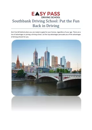 Southbank Driving School- Put the Fun Back in Driving