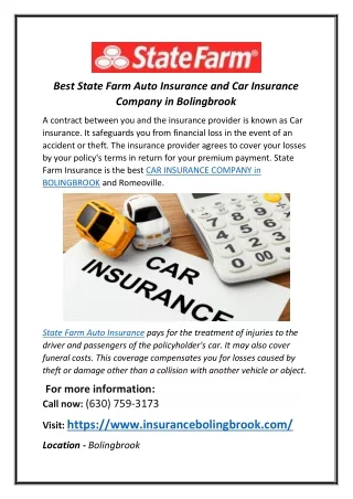 Best State Farm Auto Insurance and Car Insurance Company in Bolingbrook