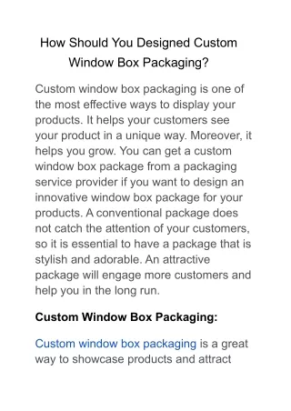 how should you designed custom window