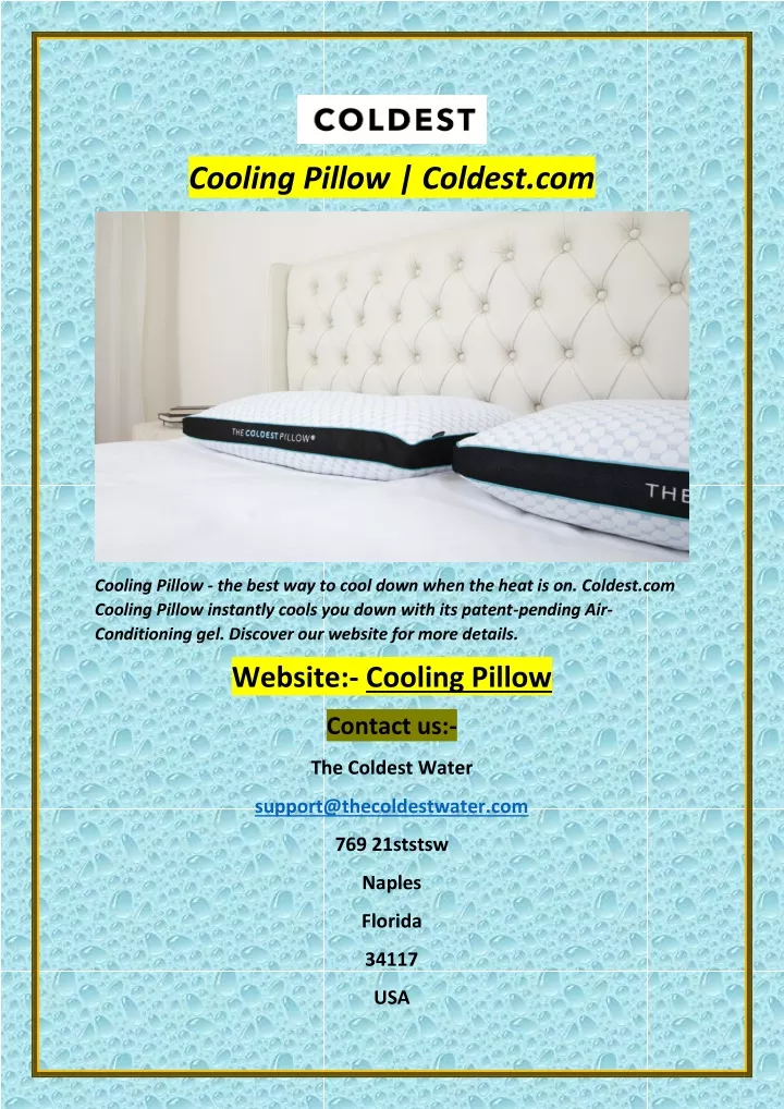 cooling pillow coldest com