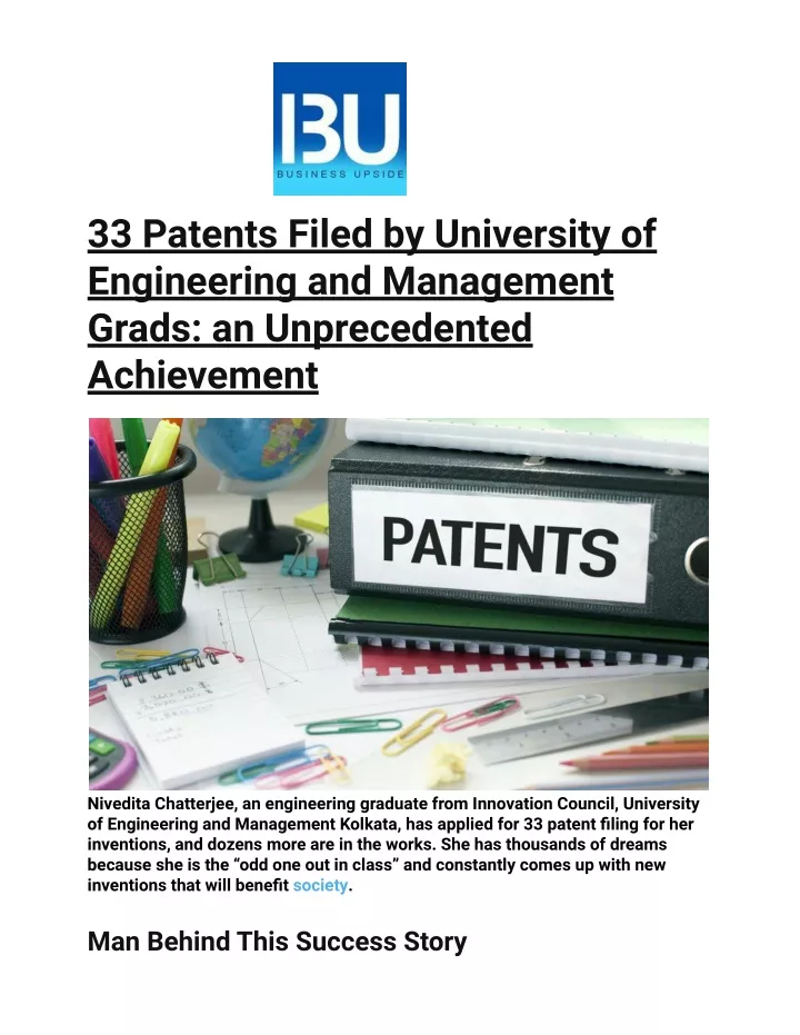 33 patents filed by university of engineering