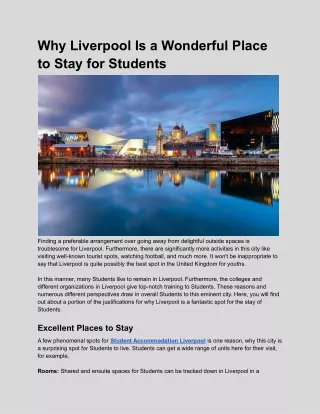 Why Liverpool Is a Wonderful Place to Stay for Students