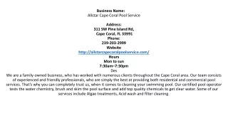 business name allstar cape coral pool service