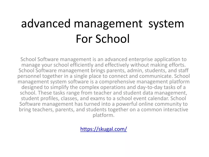 advanced management system for school