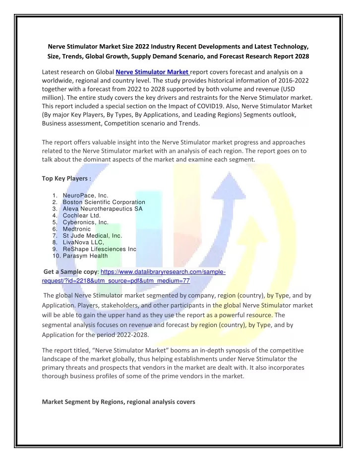 nerve stimulator market size 2022 industry recent