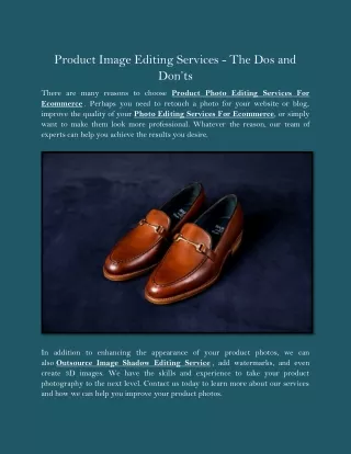 Product Image Editing Services - The Dos and Don’ts