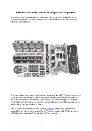 Holden V8 - Engines & Components