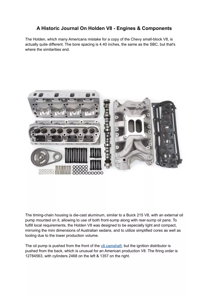 a historic journal on holden v8 engines components