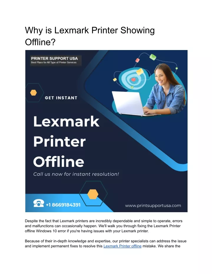why is lexmark printer showing offline