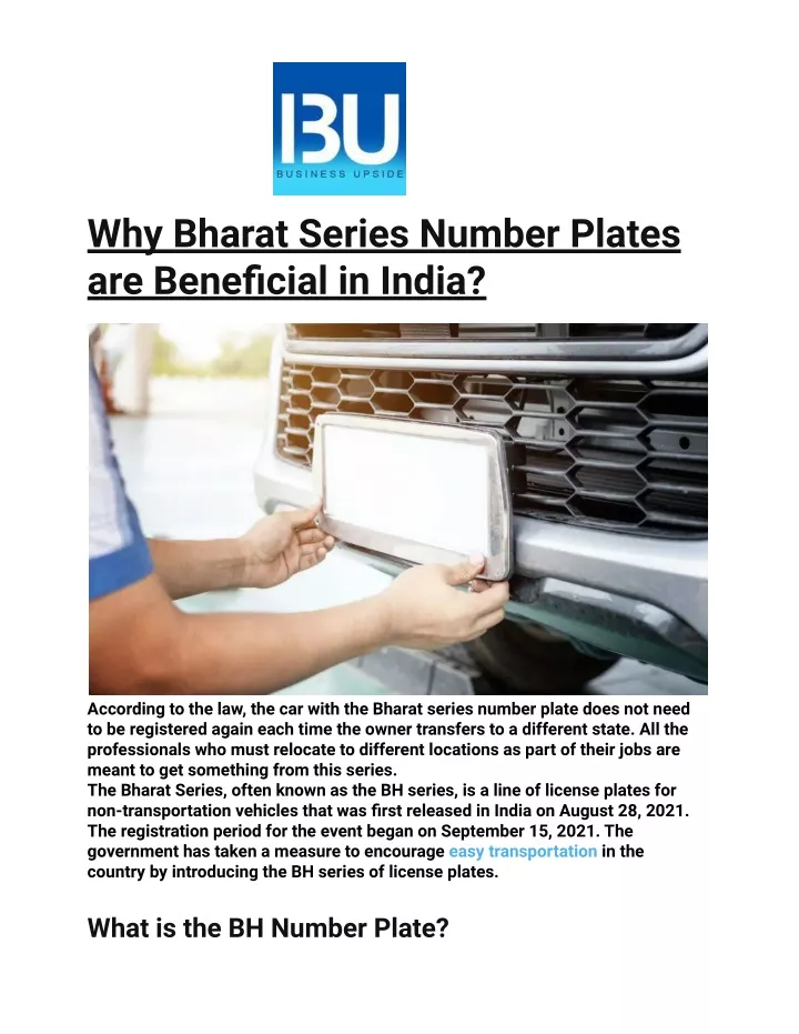 why bharat series number plates are beneficial