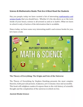 Science & Mathematics Books That Are A Must Read the Students