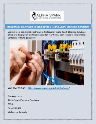 Residential Electrician in Melbourne | Alpha Spark Electrical Solutions