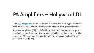 PA Amplifiers - Hollywood DJ