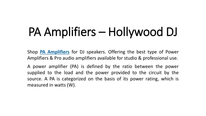 pa amplifiers hollywood dj