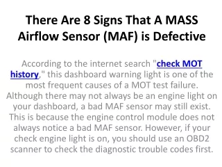 there are 8 signs that a mass airflow sensor maf is defective