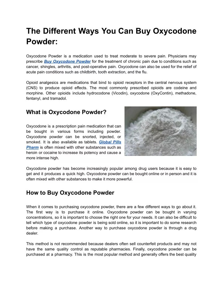 the different ways you can buy oxycodone powder