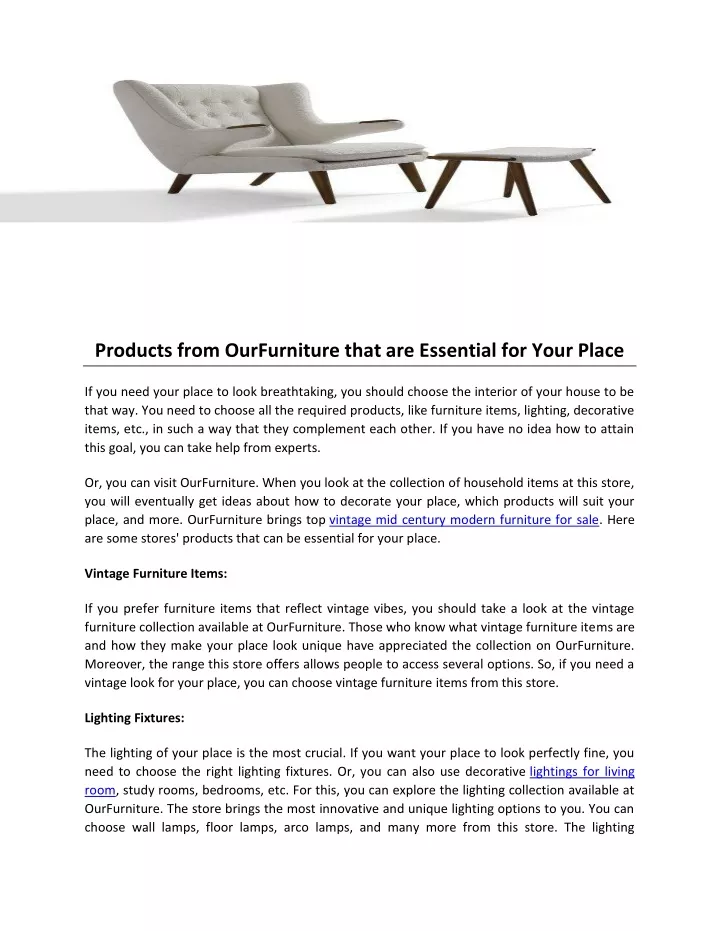 products from ourfurniture that are essential