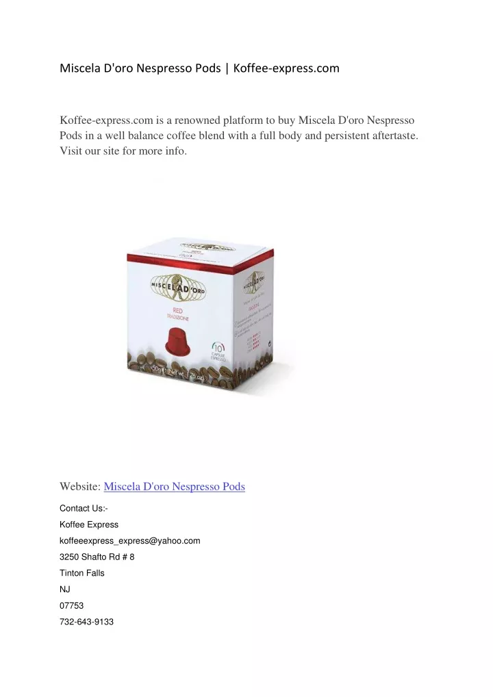 miscela d oro nespresso pods koffee express com