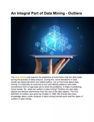 an integral part of data mining outliers