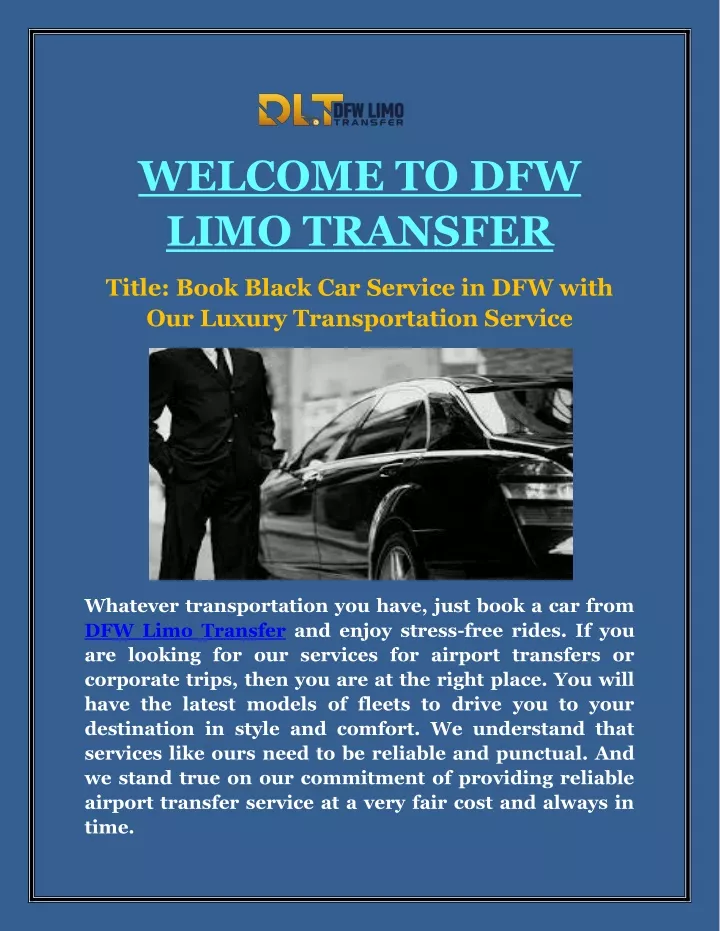 welcome to dfw limo transfer