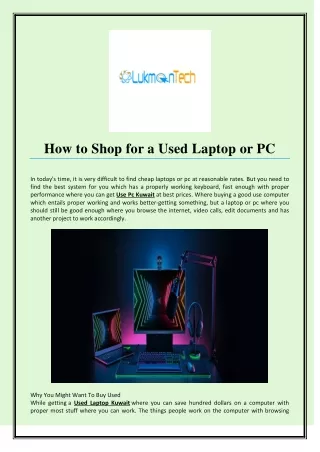 How To Shop For A Used Laptop Or PC