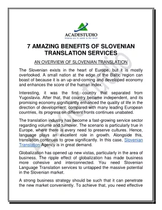 7 AMAZING BENEFITS OF SLOVENIAN TRANSLATION SERVICES