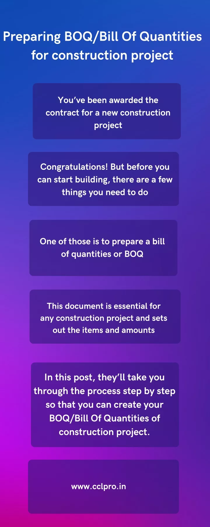 preparing boq bill of quantities for construction