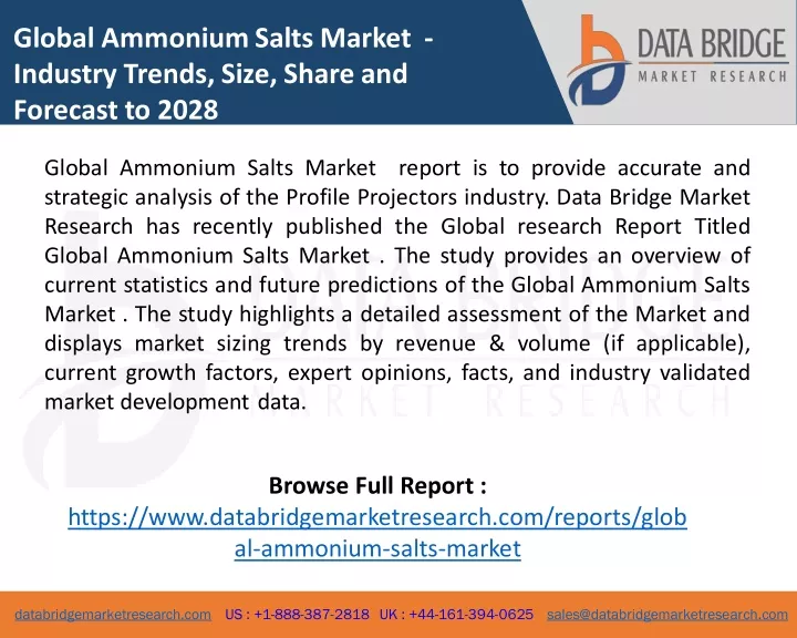 global ammonium salts market industry trends size