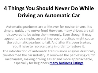 4 things you should never do while driving an automatic car