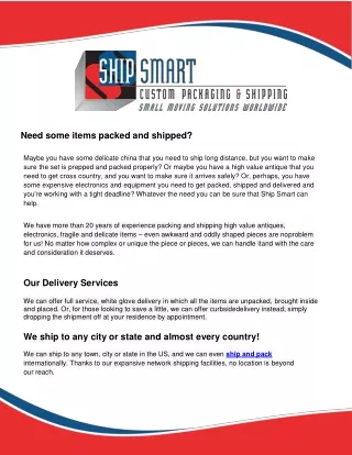 Ship Smart Inc. Pack and Ship services